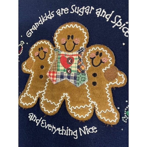 MC Sportswear Sweatshirt M Blue Grandma Festive Holiday Vintage 80s Retro - Picture 5 of 11